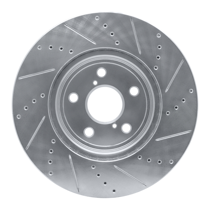 Lexus LS430 Brake Rotor (1) - Front Left - R1 Concepts - Drilled & Slotted - Silver - `01-`06